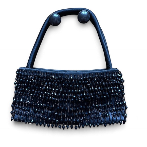 Lancome Black Beaded Clutch - Picture 1 of 8